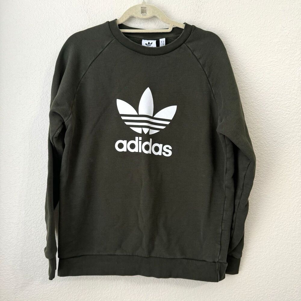 Adidas Sweater Size Medium Graphic Spell Out Green Pullover
